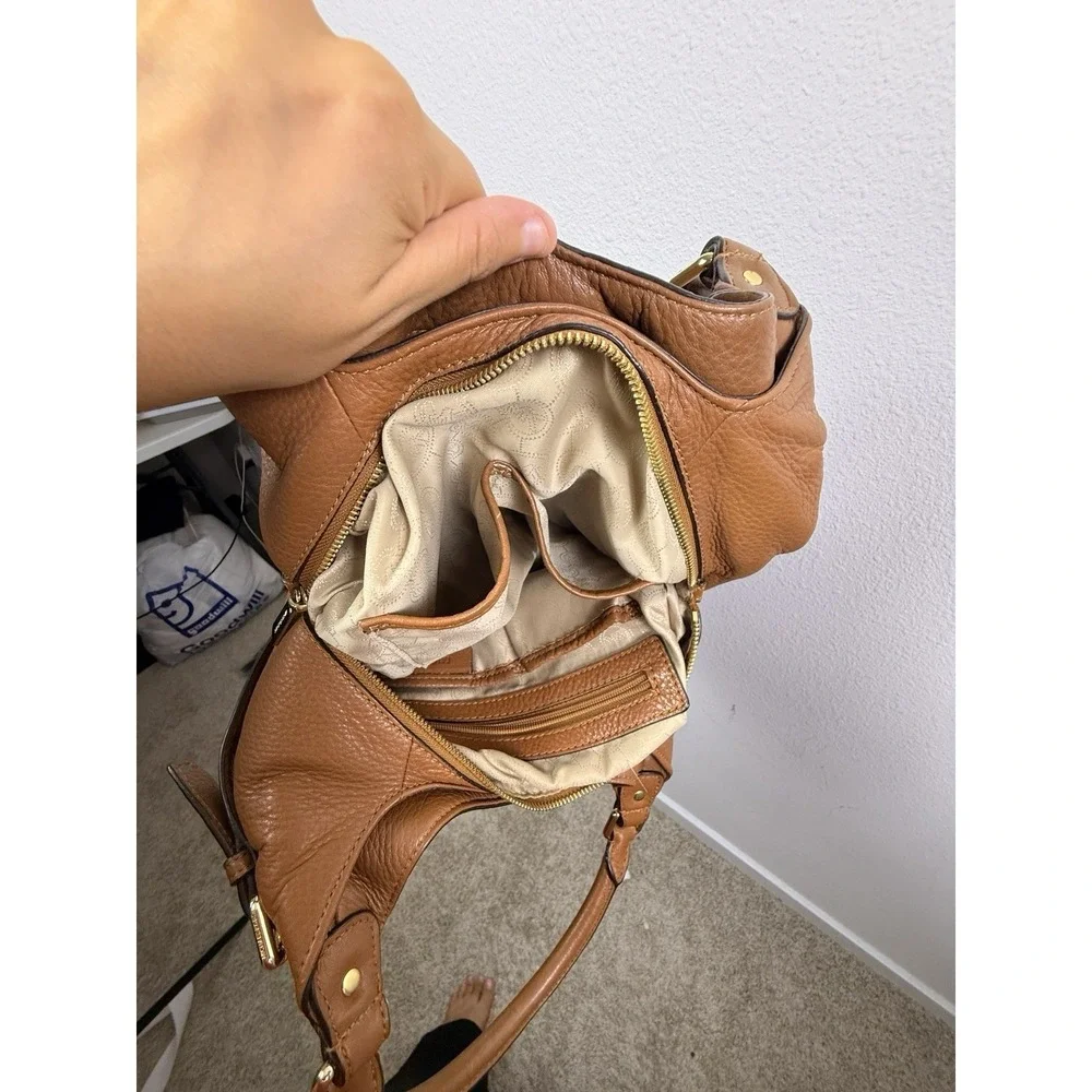 Michael Kors Bedford Belted  Leather Shoulder Tote in Cognac
